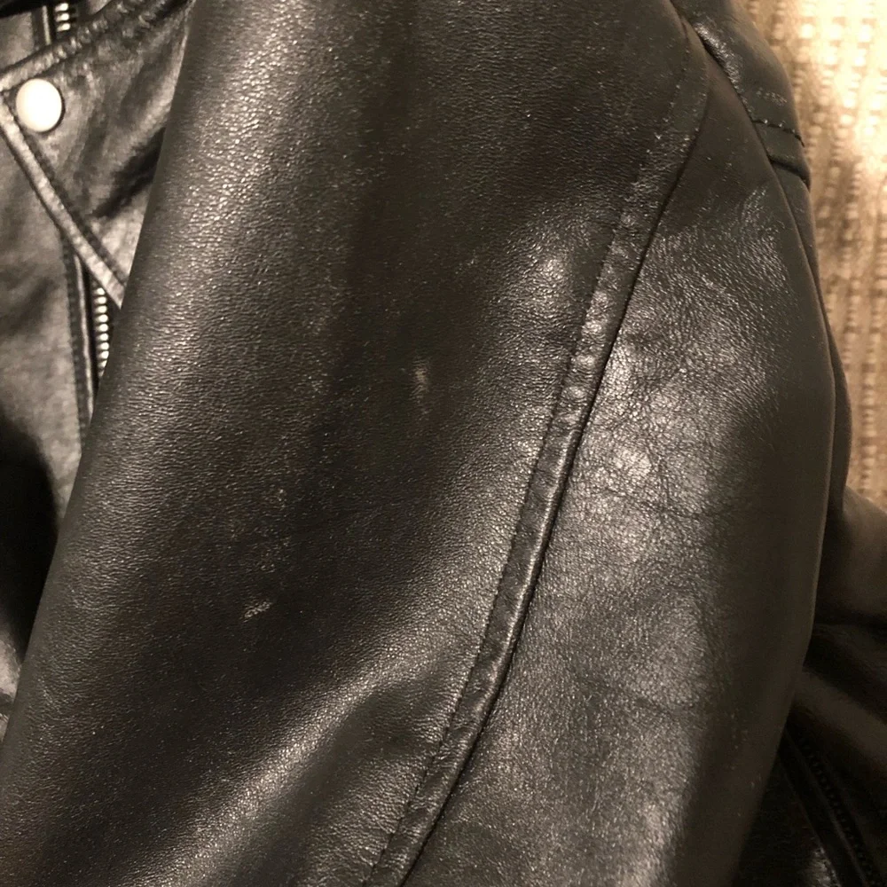 Ag Adriano Goldschmied Black Leather Moto Jacket - Picture 9 of 12